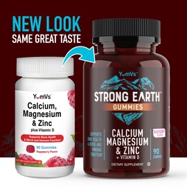 Calcium Magnesium Zinc Gummies with Vitamin D3 – Calcium Magnesium Zinc D3 Supplement Gummies Supports Bone Strength & Immune Support – Tasty Kosher Gummy Vitamins – 90 Count