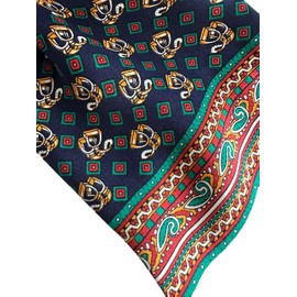 JWSilk - Bufanda larga de seda para hombre, Cuadrados azul marino y granate, 63"x10"