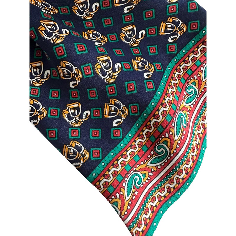 JWSilk - Bufanda larga de seda para hombre, Cuadrados azul