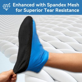 BIFOGOGE Waterproof Shoe Covers Reusable Foldable Non-Slip Rain Shoe Covers With Reinforced Rubber For Men Women (XXL,Blue)