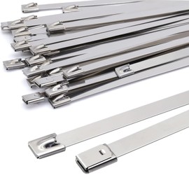 40pcs Metal Zip Ties, Stainless Steel Cable Ties, Silver Zip Ties Heavy Duty Self Locking Tensile Strength Suitable for Binding Cable, Garden Repair(7.9 x 150mm)