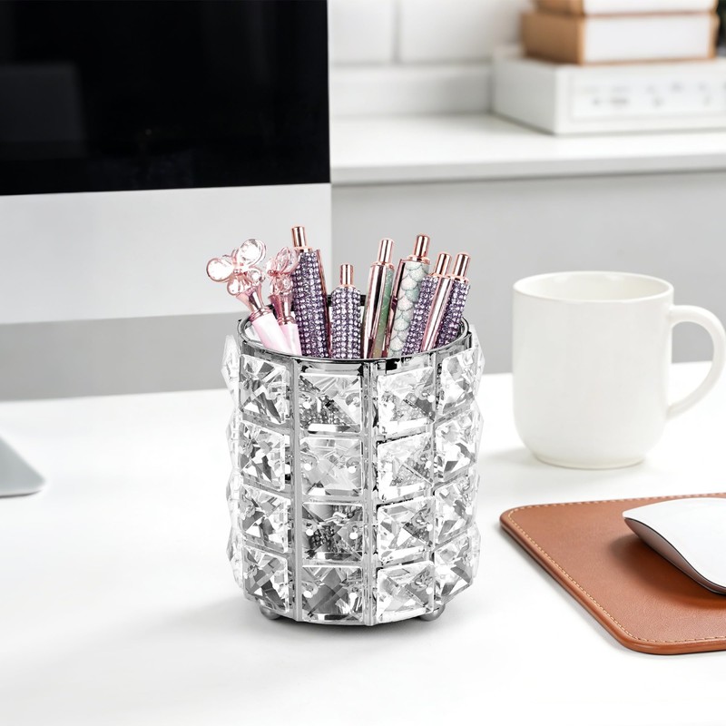 Biiange Crystal Pen Holder, Silver