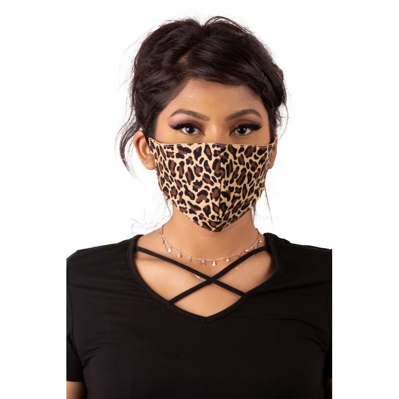 C.C Reusable Washable Face Mask, Leopard Latte