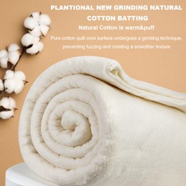 PLANTIONAL Grinding Natural Cotton Quilt Batting: 59-Inch x 79-Inch Light Weight Purely Natural All Season Quilt Batting for Quilts, Craft and Wearable Arts