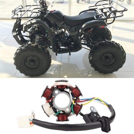 Qiilu Generator Magneto Stator Coil, 6 Pole Coil 5 Wires Female Plug Ignition Magneto Stator Replacement For Gy6 Engine Atv Quad Pocket Bike Scooter Buggy Go Kart