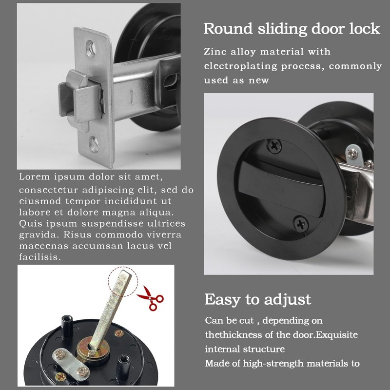 Betensh Keyless Pocket Door Lock - Round Sliding Door Handle,