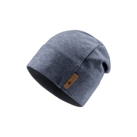Sterntaler Beanie Hat in Melange Look with Subtle Stripes - First Hat with Cut Ear Flaps and Tie Band, navy
