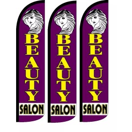 Beauty Salon Windless Standard Size  Swooper Flag Sign Banner Pk of 3