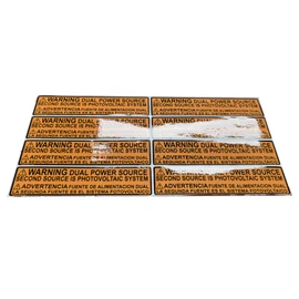 Littversions 8 Pack 4.125"x 1" CA Outdoor Rated Laminated Labels Solar NEC Compliant Warning Dual Power Source Photovoltaic PV System OSHA UL-969 Standard Bilingual Spanish Waterproof