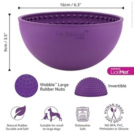 LickiMat Wobble, tazón de alimentador lento para perro, reductor de ansiedad de aburrimiento; perfecto para alimentos, golosinas, yogur o mantequilla 