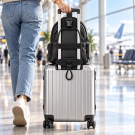 Luggage Connector Strap for Travel – Nylon Bag Holder Belt for Attaching Backpacks & Small Bags to Suitcases