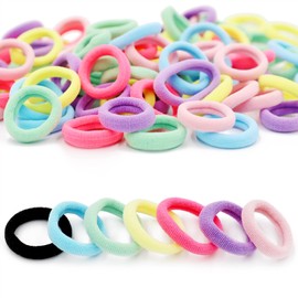 FenFang Hair Bobbles Girls, Small Children's Hair Bobbles, Baby Mini, Multicoloured Elastic Hair Band, Hair Accessory Set, Rubber Bands, Ponytail Holder, Black for Girls, Children (Colourful)