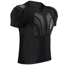 TUOYR Mens Skating Padded Shirt for Snowboard Skiing Compression Shirt with Pads Chest Protector, Protective Whole Back Shoulder Adult Impact 3D Undershirt Heart Guard for Football Lacrosse
