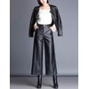 HaoMay Women's High Waist Wide Leg PU Faux Leather Cropped