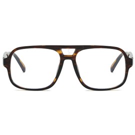 YAMEIZE Square Blue Light Filter Glasses for Women Men Retro 70s Plus Size Blue Light Filter Computer Glasses Pilot Anti Blue Light Glasses, Brown leopard