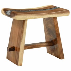 vidaXL Bathroom Stool Natural 19.69 x 11.81 x 17.72 in Natural Wood, Bathroom, Rectangular, Rustic, Featuring Timeless Decor, Beige Elements, Wood Accents, and Modern Fixtures for Serenity