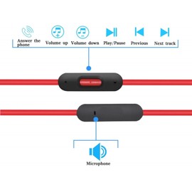 Asobilor 3.5mm Replacement Beats Headphone Audio Cabl Compatible with Solo 2 3 Studio Pro Detox Wireless Mixr Executive Pill (Black-red)
