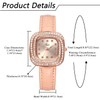 JewelryWe Watches Women's Leather Rectangular Elegant Glitter Rhinestone Analogue Quartz