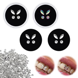 4 Pairs of Tartar Jewellery Tooth Crystal Tooth Decorations Tooth Jewellery Jewels Teeth Jewellery Decoration Tartar Tooth Gems Tartar Dental Crystal Tooth Ornaments (with 1452 Gemstones)