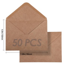 GeeRic 50pzs Sobres Kraft, Mini Sobres de Papel Kraft Pequeños Paquete Sobres para Tarjetas de Visita, Navidad Tarjetas de Invitaciones（Marrón）