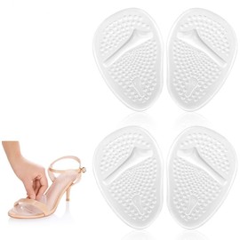 Doact Plantillas de Zapatos con Tacón Alto (2 pares) Proteger los Pies, Amortiguación Antideslizante, Gel Elástico, Medio Plantilla Para Alivio el Dolor en el Antepié (transparente)