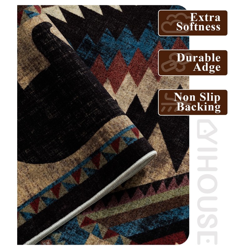 YIHOUSE Rustic Cabin Area Rug for Bedroom 5x7,Machine Washable Lodge