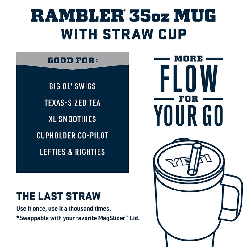 YETI Rambler 35 oz Tumbler with Handle and Straw Lid,
