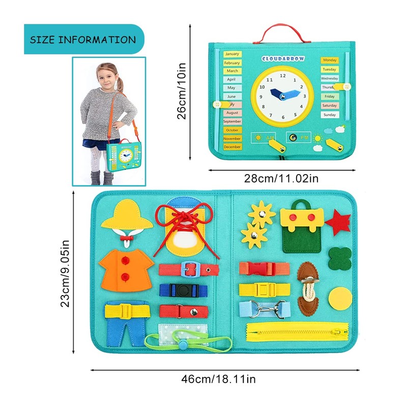 Otcmuky Baby Busy Board Montessori Sensory Toys Toddlers Basic Skills