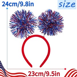 SARATA 4th of July Patriotic Headband Ribbon for Headband Multiple Stars Flashing Design Independence Day Headbands HeadWear for Head Boppers Hair Hoop Party Supplies 1PCS