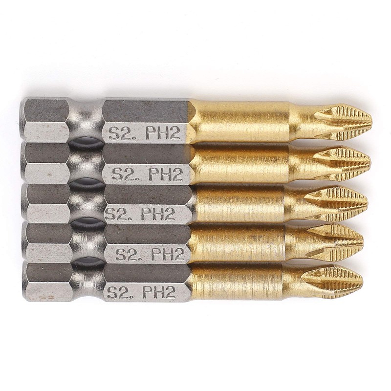 5pcs 50mm PH2 Cross Head Screwdriver Drill Bits Set Anti-skid