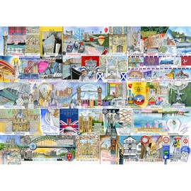 Bright Lights & Big Cities | 1000 Piece Jigsaw Puzzle | Val Goldfinch | Europe Landmarks | Sustainable Puzzle for Adults | Premium 100% Recycled Board | Great Gift for Adults | Gibsons Games