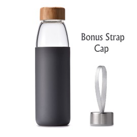 veegoal 25 Oz Borosilicate Glass Water Bottles with Bamboo Lid, BPA-FREE, Non-Slip Silicone Sleeve, and Stainless Steel Leak Proof Lid - Reusable Glass Bottle for Men and Women