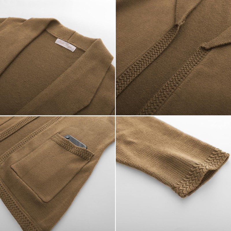 Womens Vintage Sweater Blazer Long Sleeve V Neck Cardigan Sweater