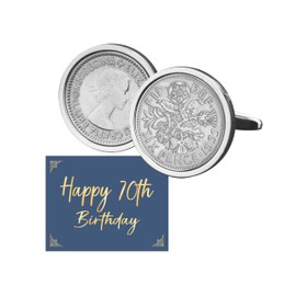 Vintage Sixpence Coin Cufflinks, 1955, 70th Birthday Gift for Men