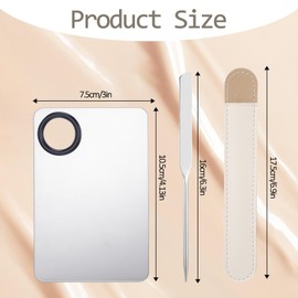 Make Up Palette, Makeup Spatula and Palette Set, Stainless Steel Makeup Mixing Palette with Spatula Tool for Foundation, Eyeshadow, Lipsticks, Nail Art, Professional Pigment Mix