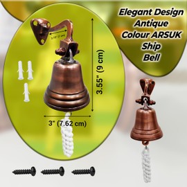ARSUK Last Orders Bell - Home Bar Pub Bell - Wall Mounted Ship Bell - Hanging Ship Bell with Durable Rope - Nautical Service Sleigh Bell - Traditional Door Bell