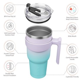 BJPKPK Tumbler With Handle 40 oz Stainless Steel Double Wall Insulated Tumbler Cups With Lid And Straw,Lavender Green