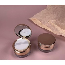 1 PC 8 Gram Loose Powder Containers with Puff, Empty Makeup Powder Container, Reusable Plastic Powder Case Mini Powder Compact DIY Makeup Powder Case with Mirror