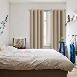 BGment Blackout Curtains - Grommet Thermal Insulated Room Darkening Bedroom and Living Room Curtains, Set of 2 Panels (46 x 63 Inch, Sand)