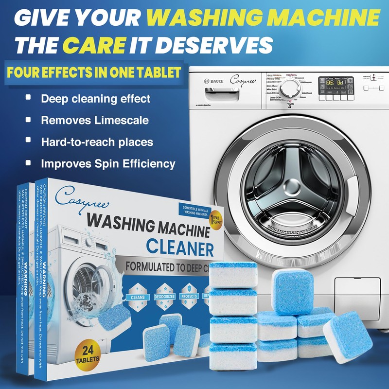 24 Washer Cleaner Tablets – Deep Cleans & Deodorizes All
