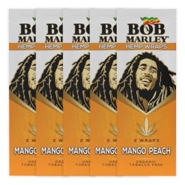Bob Marley Wraps - Mango Peach Flavor - Pack of 5 Pouches (2 Wraps Per Pouch)