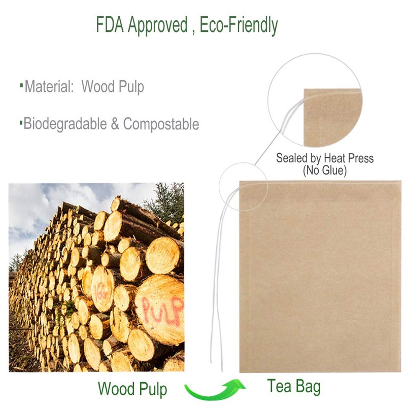 Aksuaple Eco-Fil Disposable Tea Filter Bags for Loose Tea, Wood