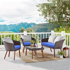 Nevsokio Patio Cushion Covers 19x19x3 Inch 4 Pack Replacement,Outdoor Patio Cushion Covers with Zipper Outdoor Seat Cushion Slipcover,Outdoor Cushion Covers Replacement for Couch,Garden,Sofa (Blue)