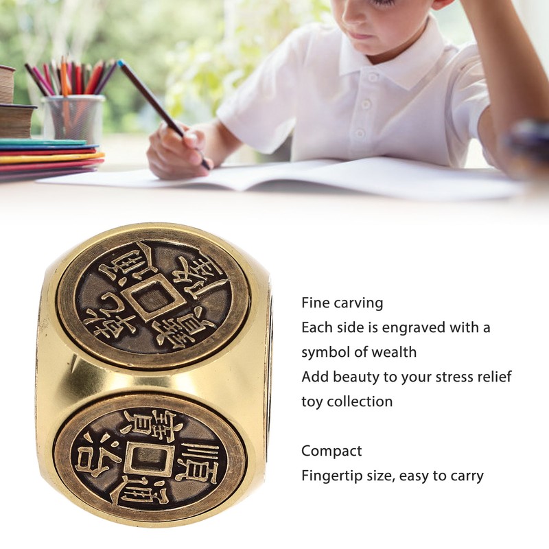 Metal Figertip Rotating Cube Embossed 6 Sided Anti Anxiety Stress