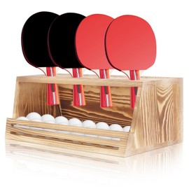 Ping Pong Storage Holder, Ping Pong Paddle Storage Rack,Wall-Mount Table Tennis Paddle Display Holder with Ball Storage Shelf,Ping Pong Rack for Game Room, Bar, Garage, Office, Home