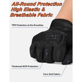 KUTOOK Moutain Bike Gloves for Men Cycling Dirt Bike Accessories Padded Palm Fullfinger Gloves MTB Biking Bicycle Motorbike Street Bike Black XL