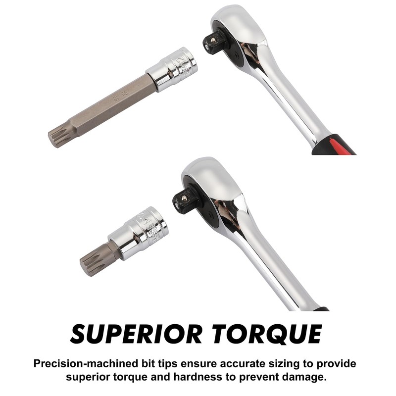 CASOMAN Spline Tip Bit Socket & XZN Triple Square Spline