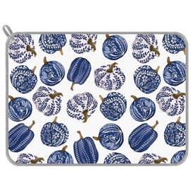 JarThenaAMCS Fall Porcelain Pumpkin Dish Drying Mat Chinoiserie Blue Pumpkin Absorbent Dish Drainer Protector Pad for Thanksgiving Tableware Decor, 18 x 24 Inch