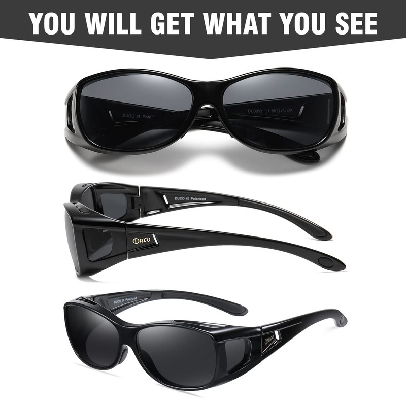 DUCO Wraparound Fitover Glasses Polarized Wear Over Sunglasses for Men