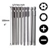 Eyech 16pcs Long Screwdriver Bits Set Cross+Slotted+Torx+Hex Head Screwdriver Bits